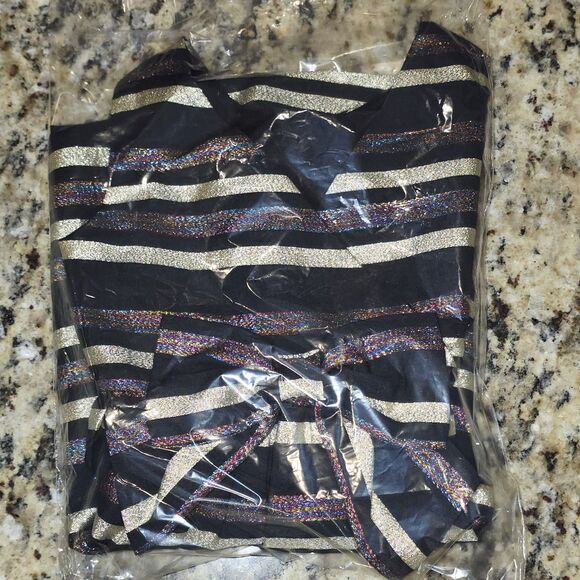 Gymboree 18-24 Months Dress Holiday Portrait Striped Dressy Black Gold‎ - Picture 4 of 5